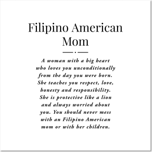 Filipino American Mom definition, Filipina American Mother Quote Love. Filipino American Mama saying Posters and Art